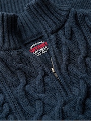 Superdry Indigo Jacob Cable Knit Quarter Zip Jumper - Image 5 of 5
