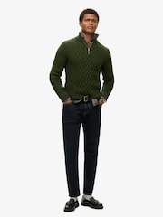 Superdry Duffle Bag Green Jacob Cable Knit Quarter Zip Jumper - Image 2 of 5