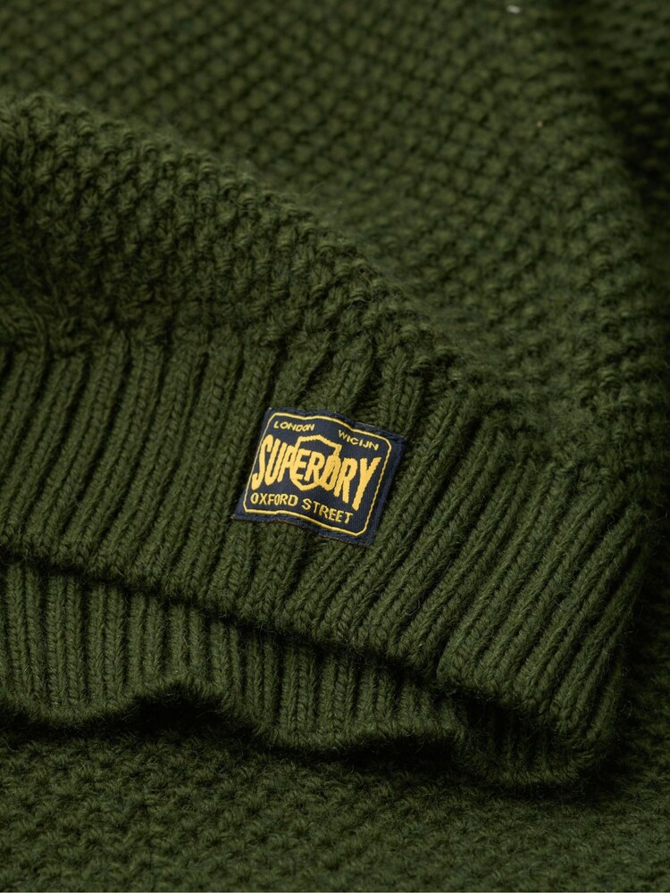 Superdry Duffle Bag Green Jacob Cable Knit Quarter Zip Jumper - Image 5 of 5