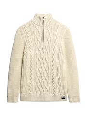 Superdry Ecru Jacob Cable Knit Quarter Zip Jumper - Image 5 of 5