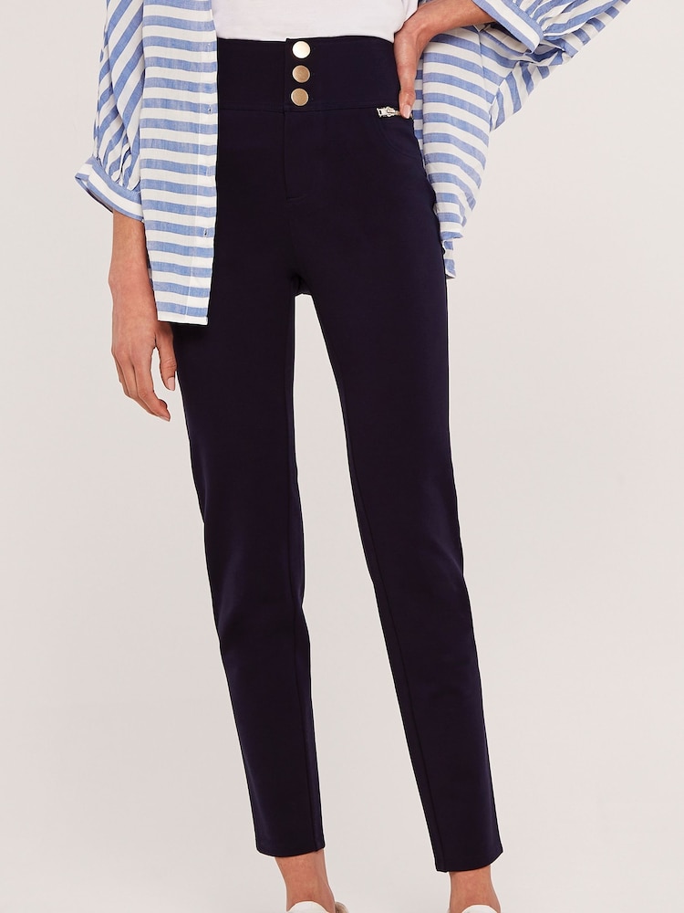 Apricot Blue Buttons Ponte Trousers - Image 1 of 4