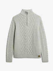 Superdry Mid Grey Jacob Cable Knit Quarter Zip Jumper - Image 6 of 6