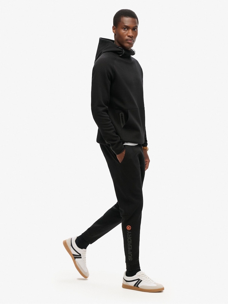 Superdry Black Tech Logo Tapered Joggers - Image 4 of 6