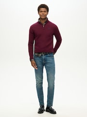 Superdry Dark Berry Essential Embroidered Knit Quarter Zip Jumper - Image 2 of 6