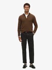 Superdry Woodland Brown Essential Embroidered Knit Quarter Zip Jumper - Image 2 of 6
