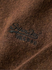 Superdry Woodland Brown Essential Embroidered Knit Quarter Zip Jumper - Image 6 of 6