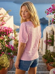 Roman Pink Textured Jersey Stretch Top - Image 3 of 4