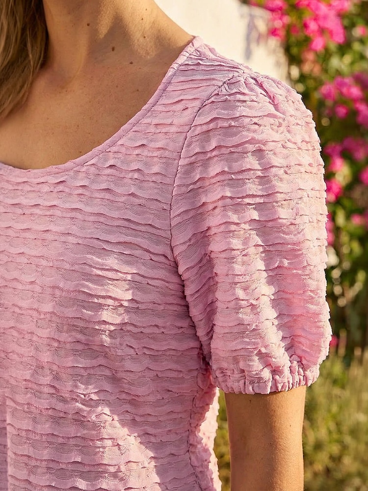 Roman Pink Textured Jersey Stretch Top - Image 4 of 4