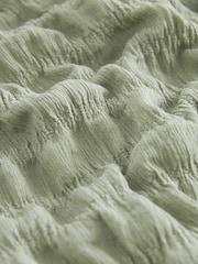Sage Green Long Sleeve Ruched Detail Textured Midi Dress - Image 5 of 5