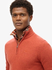 Superdry Autumnal Orange Essential Embroidered Knit Quarter Zip Jumper - Image 3 of 6