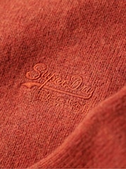 Superdry Autumnal Orange Essential Embroidered Knit Quarter Zip Jumper - Image 6 of 6