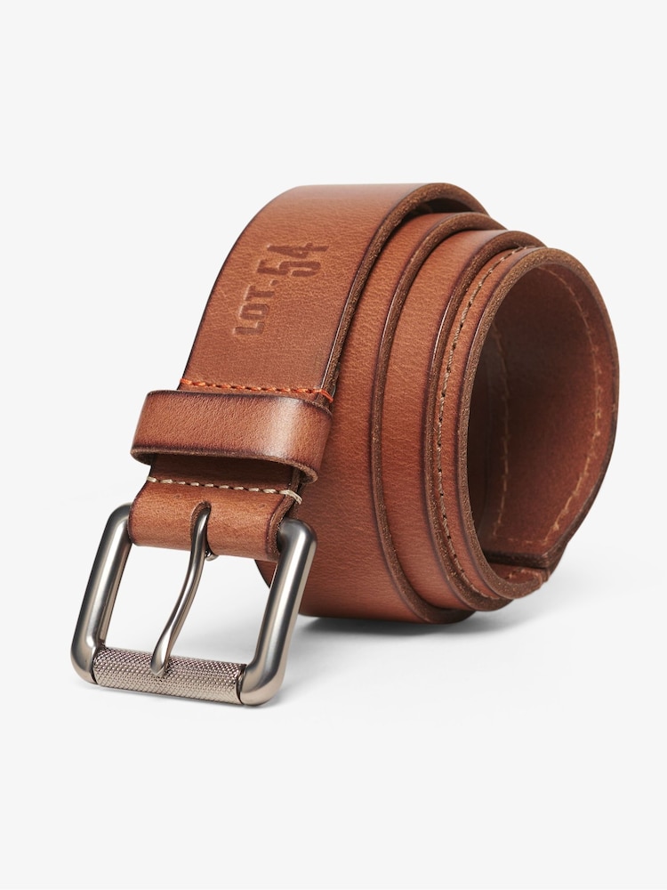 Superdry Tan Badgeman Leather Logo Belt - Image 1 of 4