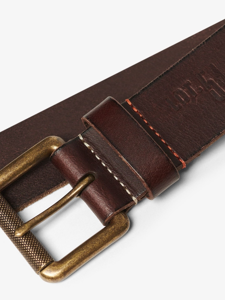 Superdry Brown Badgeman Leather Logo Belt - Image 5 of 5