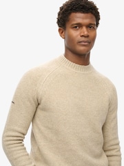 Superdry White Pepper Beige Chunky Raglan Jumper - Image 3 of 5