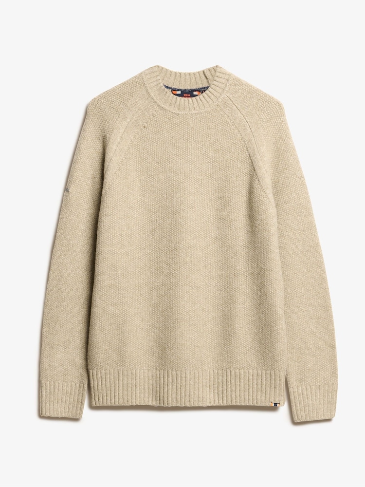 Superdry White Pepper Beige Chunky Raglan Jumper - Image 4 of 5