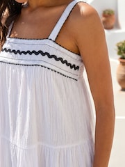 Roman White Ric Rac Trim Midi Dress - Image 4 of 4