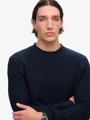 Superdry Navy Merchant Textured Crew Jumper - Image 3 of 5