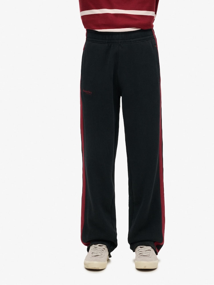 Superdry Black/Rich Burgundy Essential Logo Straight Joggers - Image 1 of 6