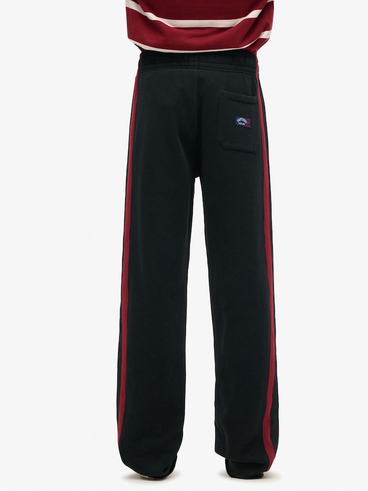 Superdry Black/Rich Burgundy Essential Logo Straight Joggers - Image 2 of 6