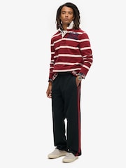 Superdry Black/Rich Burgundy Essential Logo Straight Joggers - Image 3 of 6