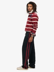 Superdry Black/Rich Burgundy Essential Logo Straight Joggers - Image 4 of 6