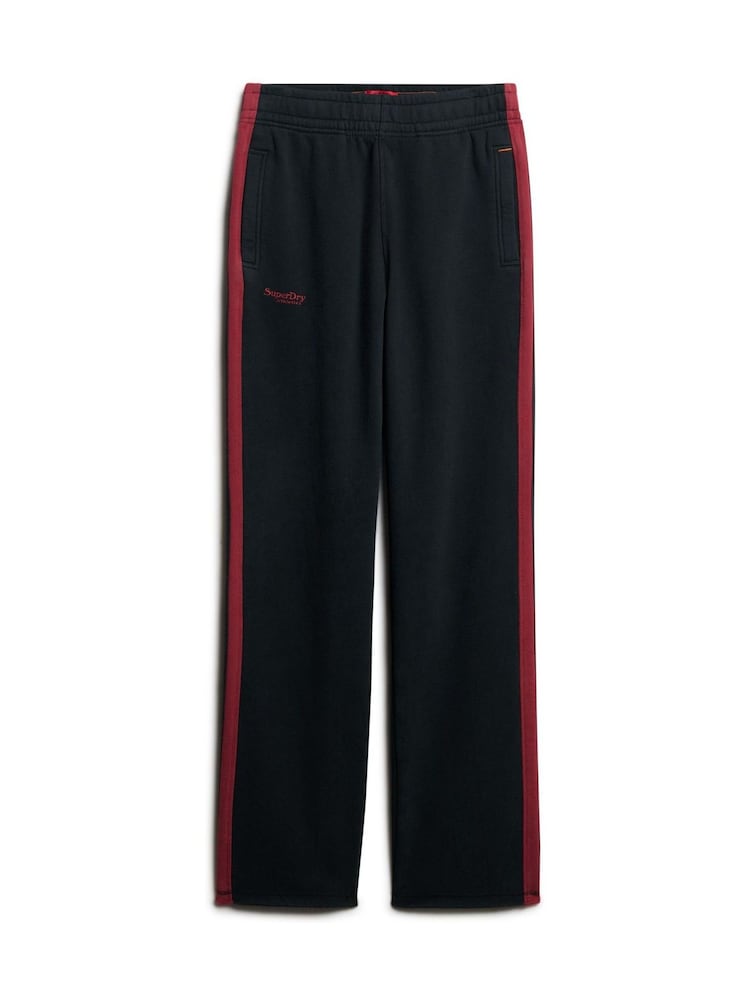 Superdry Black/Rich Burgundy Essential Logo Straight Joggers - Image 5 of 6