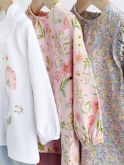 Pink/Blue/Cream Floral Duck 6 Piece Baby T-Shirts and Leggings Set - Image 3 of 8