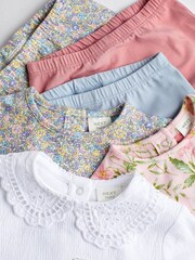 Pink/Blue/Cream Floral Duck 6 Piece Baby T-Shirts and Leggings Set - Image 4 of 8