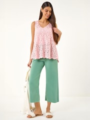 Roman Pink Crochet Knit Vest Top - Image 3 of 6