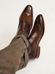 Brown Leather Oxford Wing Cap Brogue Shoes - Image 1 of 6