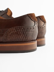 Brown Leather Oxford Wing Cap Brogue Shoes - Image 4 of 6