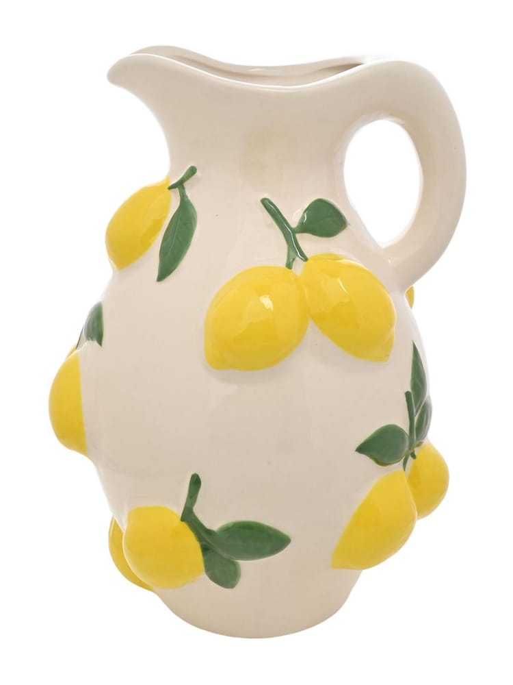 Widdop White Jug Vase With Lemons - Image 1 of 5 Widdop White Jug Vase With Lemons - Image 1 of 5