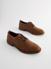 Tan Brown Suedette Derby Shoes - Image 2 of 6