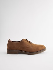 Tan Brown Suedette Derby Shoes - Image 3 of 6