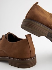 Tan Brown Suedette Derby Shoes - Image 4 of 6