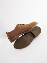 Tan Brown Suedette Derby Shoes - Image 5 of 6