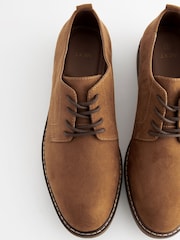 Tan Brown Suedette Derby Shoes - Image 6 of 6