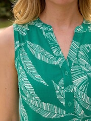 綠色 - Roman Floral Puff Print Stretch Vest - 圖片 4，共 4