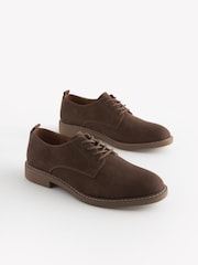 Brown Suedette Derby Shoes - Image 1 of 6