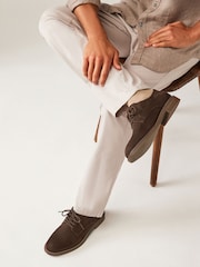 Brown Suedette Derby Shoes - Image 6 of 6