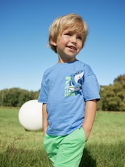 Blue/Green 100% Cotton T-Shirt And Shorts Set (3mths-7yrs) - Image 1 of 6