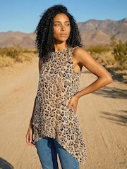 Roman Natural Animal Print Wrap Hem Tunic Top - Image 3 of 4
