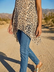 Roman Natural Animal Print Wrap Hem Tunic Top - Image 4 of 4
