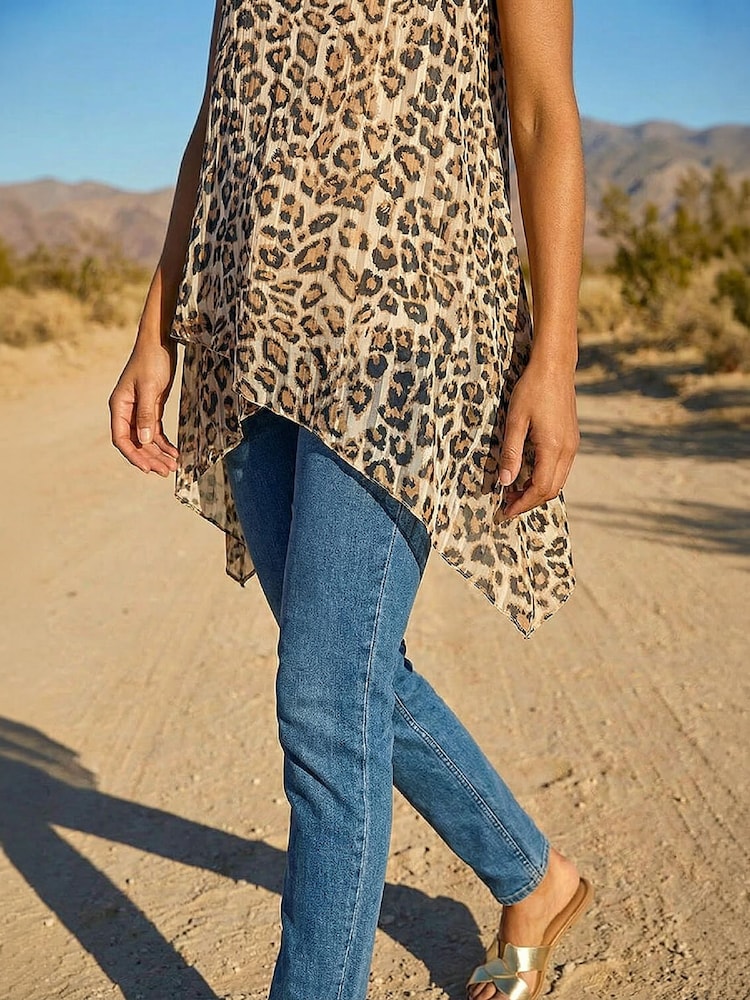 Roman Natural Animal Print Wrap Hem Tunic Top - Image 4 of 4 Roman Natural Animal Print Wrap Hem Tunic Top - Image 4 of 4