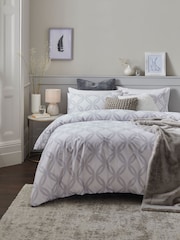 2 Pack White/Grey Geo Reversible Duvet Cover and Pillowcase Set - Image 2 of 6