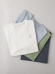 Blue/Sage/White/Charcoal Regular Fit 100% Cotton T-Shirts 4 Pack - Image 10 of 14