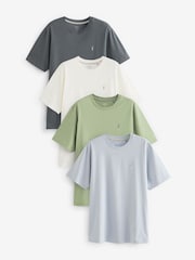Blue/Sage/White/Charcoal Regular Fit 100% Cotton T-Shirts 4 Pack - Image 11 of 14