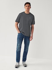 Blue/Sage/White/Charcoal Regular Fit 100% Cotton T-Shirts 4 Pack - Image 7 of 14