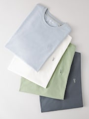 Blue/Sage/White/Charcoal Regular Fit 100% Cotton T-Shirts 4 Pack - Image 9 of 14