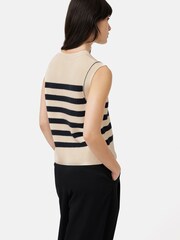 Jigsaw Black/Cream Cotton Blend Stripe Crew Tank - Image 2 of 5